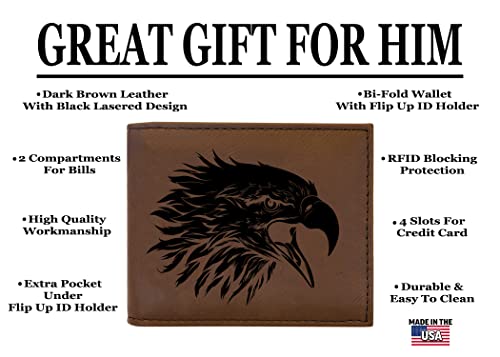Rogue River Tactical Eagle Men's Leather Bifold Wallet RFID Gift For Him Dad Father Billfold Father's Day Gift2