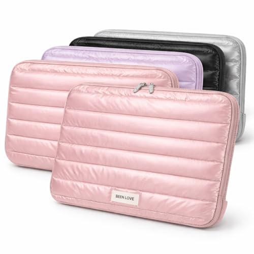 Bolsa para Notebook 14” 15” Sleeve Acolchoada Slim com Proteção Interna Macia Felpuda, Case Protetora com Zíper Duplo, Ideal para Mochila Trabalho Faculdade e Uso Diário (Rosa)