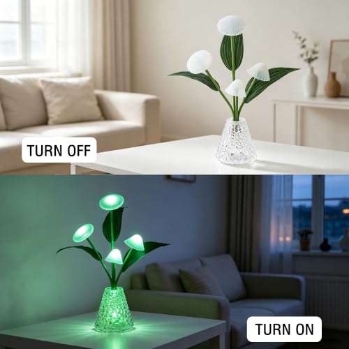 Image of Jellyfish Table Lamp Color-Changing Night Light with Water Ripple Vase | Indoor Outdoor Decorative Ambient Lamp Holiday Gift, Cordless Battery Powered Desk Light for Home Decor & Birthday Gift