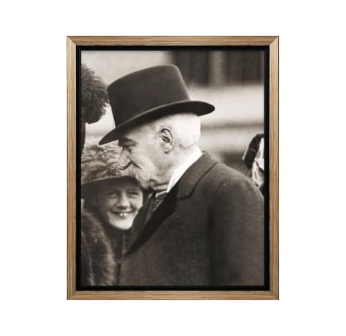 Poster Master vintage Photo - J.P. Morgan 1912 - Historic Financier Attending Granddaughter Theater Performance In Classic Early Portrait Scene - 18x24 Silver Framed CANVAS Wall Art