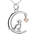 Produktbild Damen Katze Kette Sterling Silber Mond Katze Halskette Katzenanhänger Schmuck