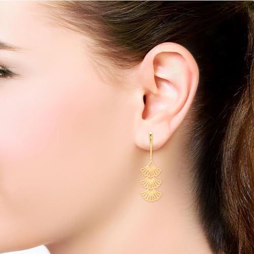 Image of Malabar Gold & Diamonds 14kt Yellow Gold Dangle Earrings - BIS Hallmark Certified for Birthday, Anniversary & Rakshabandhan Gift