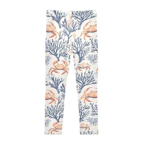 Crab Coral Pattern Girls Leggings Soft Stretch Workout Yoga Dance Pants for Kids Casual Tights2