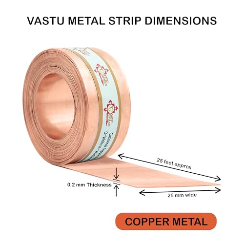 Image of Copper Strip | 1 INCH | Pack of 1 | Strip for Vastu Remedy | Width-25mm, Thickness-0.2mm, Length-25 Feet Approx.