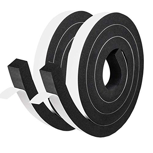 Cinta de espuma gruesa autoadhesiva de 25mm(W) x20mm(T) Cinta de sellado de espuma para jamba de puerta corredera Marco de puerta delantera Ventanas Tira de espuma aislante, 2 piezas total 4M