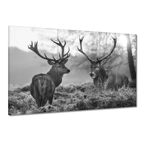 Cerf noir et blanc peinture imprimée sur toile 120x80cm pour déco salon H2467Z_PC3X