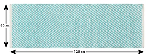Image of THE HOME TALK Cotton Chenille Bath Rug | Area Rug for Spa, Vanity Shower, Kitchen & Living Room | Water Absorbent Linens | Warm & Soft Carpets | Bathroom Accessories (40x120 cm, Turquoise)