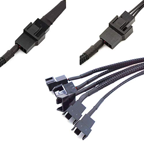 Image of 2Pack 15-Pin Male SATA to 5 Fan 12V Sleeved Power Adapter Cable SATA to 3 Pin / 4 Pin PMW PC Case Fan Power Adapter Cable,Computer Cooler Cooling Fan Splitter Y Power Cable 10.6 inches