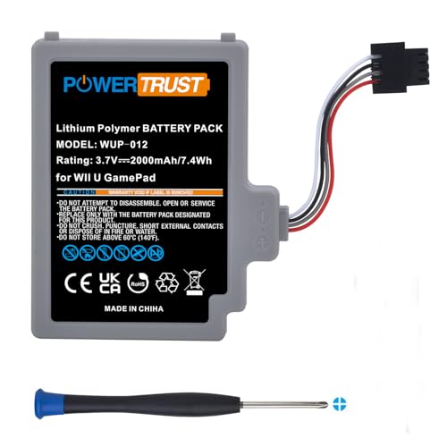 PowerTrust 2000mAh WUP-012 WUP-010 Battery for Wii U Gamepad, Rechargeable Battery Pack Compatible