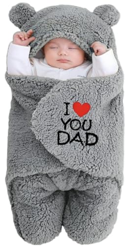 Image of Swissberry Baby Bedding Sets, Blankets Newborn Pack of Hooded Wrapper, Swaddler for Baby Boys and Girls, 0-6 Months, L 80 cm x B 80 cm, Pack of 2 pcs (Grey Mouse & Grey Dad)