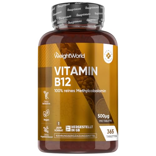 Vitamine B12 Methylcobalamine Vegan 365 Micro-Comprimés 1 An d'Apport, selon L'EFSA la vitamine B12 contribue à réduire la fatigue et au au fonctionnement normal du système nerveux - sans Gluten