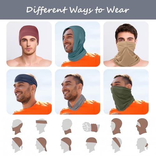 Image of Geyoga 6 Pcs Summer UV Protection Cooling Neck Gaiter Scarf Face Clothing Neck Gaiter Mask Sunscreen Breathable Bandana