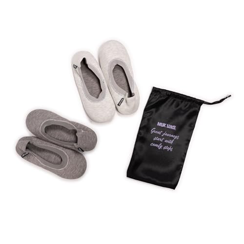 MUK LUKS Women's 2 Pack Travel Ballerina Set Slipper, Grey, X-Large3