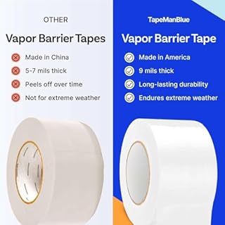 Vapor Barrier Tape - 4 inch x 180' Roll, Made in USA, White Polyethylene Tape for Crawl Spaces & Moisture Barriers, Waterproof Seal & Seam Tape for Underlayment, Insulation, and Plastic Liners