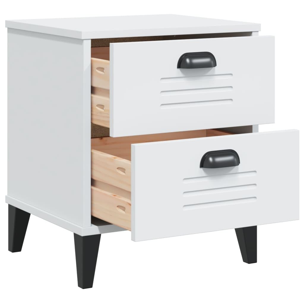 Mesa de Noche Industrial con Amplio Almacenamiento, Diseño Elegante para Dormitorio o Sala de Estar, Material de Madera de Ingeniería Resistente y Fácil de Limpiar