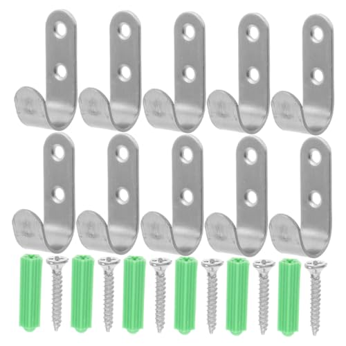 IWOWHERO 10 Sets Metal Tarp Hooks for Trailer Tarp Bracket Heavy Duty Secure Screw Fasteners for Garage Storage Hangers Multipurpose Wall-mounted Hooks for Camping Garden