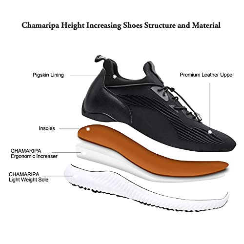 Image of CHAMARIPA Men's Invisible Height Increasing Elevator Shoes - Lace up Light-Weight Casual Height Increase Sneakers - 1.97-2.76 Inches Taller