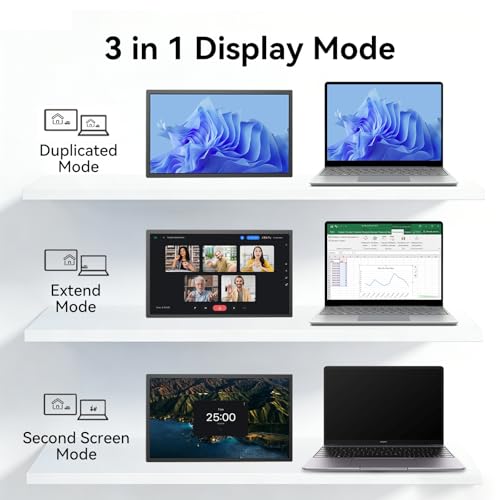 Image of Portable Large Screen Monitor, 17.3 inch Portable Monitor HDMI USB-C IPS External Screen Small, Built-in Dual Speakers Gaming for Laptop PC, Plug & Play, Lightweight Small Monitor for On-The-Go Use, Black