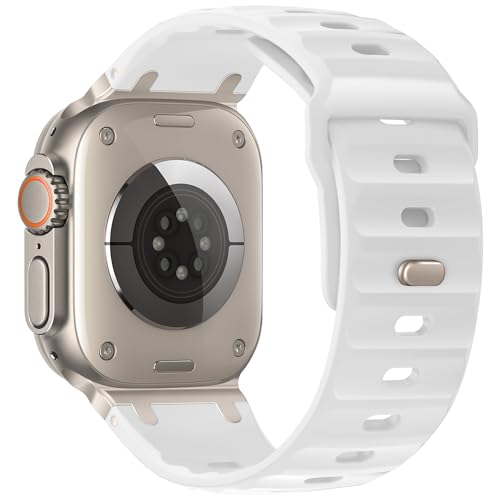 Image of Compatible with Apple Watch Strap Ultra2 /Ultra 49mm Series 10 /9 /8 /7 /6 /5 /4 /SE Soft Silicone Sport Strap Rugged iwatch Band 45mm 44mm 46mm with Stainless Steel Adapter for Men Women