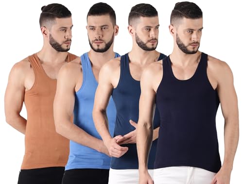 Image of Dollar Lehar Men Combed Cotton Round Neck Vest -Colour May Vary