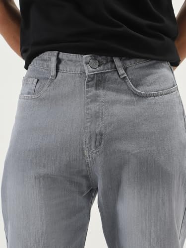 Image of Urbano Fashion Men's Loose Baggy Fit Washed Denim Jeans Non-Stretchable