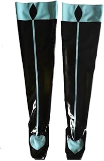 TIANXIAOQWE Calcetines de goma para mujer, color azul claro y negro, por encima de la rodilla, para mascarada, tallas S-7XL