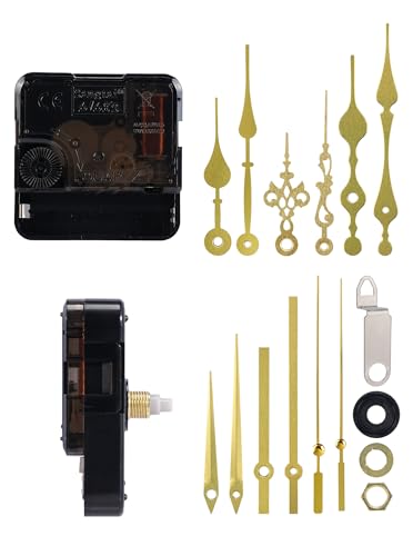 Sangtai 6168 2 Pack High Torque Clock Movement with 5 Pair Gold Clock Hands, Wall Clock Replacement Mechanism, Quartz DIY Repair Kit, Battery Powered