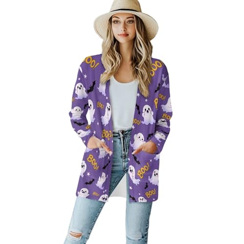 Image of Women's Lightweight Cardigans with Pockets Trendy Long Sleeve Open Front Cardigan Casual Tops Jackets Fall Oufits S-2XL