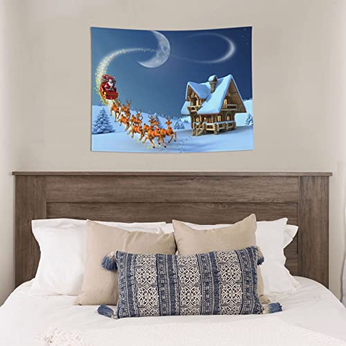 Santa Claus With Reindeer Printed Interior Decorative Wall Tapestry For Beautiful Wall Hanging In Living Rooms, Bedrooms, And Home Decor #TOP4