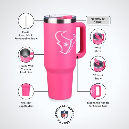 Image of The Memory Company Officially Licensed NFL - Houston Texans 40oz Pink Game Day Tumbler with Team Logo
