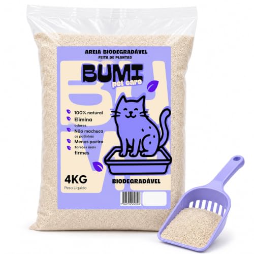 Areia Bumi Pet 4kg Mandioca Fina Natural Alta Absorção Anti Odor Gatos