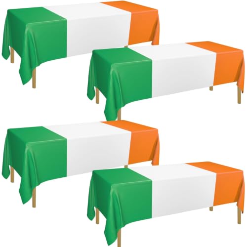 APUXXJUPA Irish Decor Tablecloths 4 Pcs Green White and Orange Irish Flag Design Table Cloths for St. Patricks Day Decorations Family Gathering 51 x 86 in