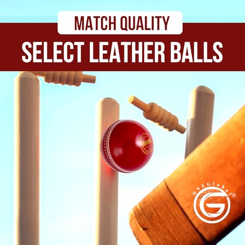 ONEGlobal Select Leather Cricket Ball | 100% Handcrafted, 156g - 5.5oz, 4-Piece Construction | Ideal for T20, Net Practice, Training etc. - Image 8