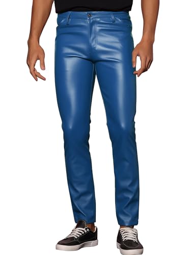 Lars Amadeus Faux Leather Pants for Men's Slim Fit Motorcycle Biker Slim Fit Trousers