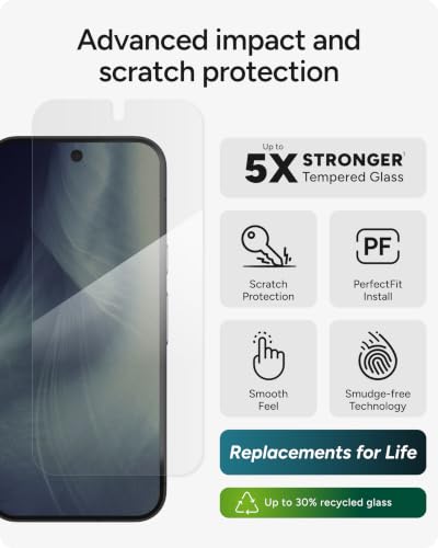Image of ZAGG Glass Elite Google Pixel 11 / Pixel 11 Pro Screen Protector | 5x Stronger Tempered Glass, ClearPrint Anti-Fingerprint, 30% Recycled Glass, InvisibleShield, Easy PerfectFit Installation