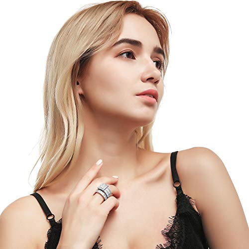 Hiyong Women Wedding Ring Set White Gold Cubic Zirconia Wedding Rings Fashion Sliver Engagement Rings for Women2