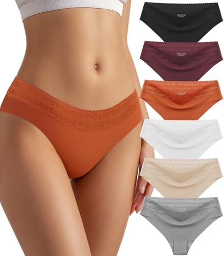 Womens Underwear Seamless Sexy Lace Ladies Panties No Show Cheeky Hipster Bikini Briefs 6 Pack