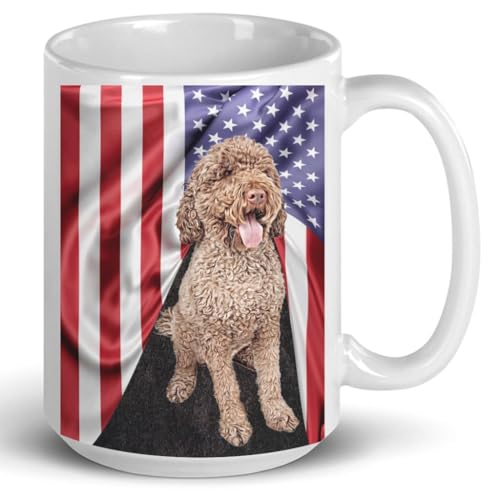 Brown Portuguese Water Dog Mug 15oz White Ceramic Coffee Cup - Am...