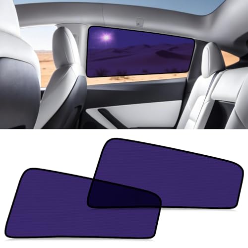 ZATOOTO Tesla Model Y Rear Car Window Shades | Bluish-Purple Static Cling Car Sun Shade | Enhanced Sun Filtering & Heat Reduction | Specific for Frameless Doors | Car Window Shade for Baby & Passenger