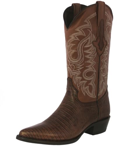 Texas Legacy Mens Brown Western Leather Cowboy Boots Teju Lizard Print J Toe