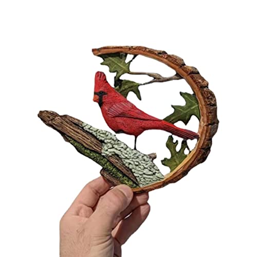 Estatua de Madera Tallada a Mano Pájaro Cardinal Rojo miniatura 7