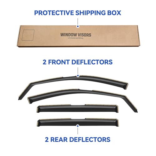 Image of in-Channel Window Visors Rain Guards for 2019-2023 Ford Ranger SuperCrew, Window Vent Wind Deflectors Visors Shades for 19-23 Ranger Crew Cab