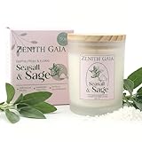 Zenith Gaia Duftkerze Meersalz & Salbei – Handgegossen aus natürlichem Sojawachs mit Holzdeckel – Frischer, beruhigender Duft – Vegane Aromakerze im Glas, 180 g, Geschenkidee für Entspannung & Achtsam
