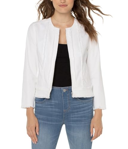 Amazon.com: Liverpool Frayed Zip Jacket with 3/4 Length Sleeves