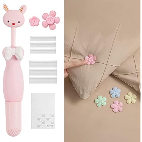 Duvet Clips Silicone Quilt Holder Comforter Clips with Tiger Booster for Socks Curtains Quilt Cover No Pins Non-Slip Flowers Duvet Bed Sheet Fasteners Clip Prevent Duvet Corner Bunching Shifting, Pink Cover