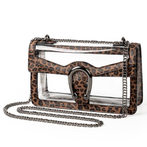Image of Joryin Women's Stadium Approved Crossbody Bag for Women, Small Clear Bag Shoudler Purse with Chain Strap