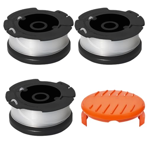 Bobinas de corte negras de 3 piezas y 1 tapa de eje, carretes de repuesto para cortadora de césped, adecuado para dispensador automático de hierba de doble línea, cortadora de césped