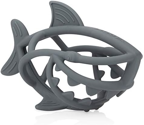 Nuby Chewy Chums All Silicone Soothing Teether, Shark - 3M+