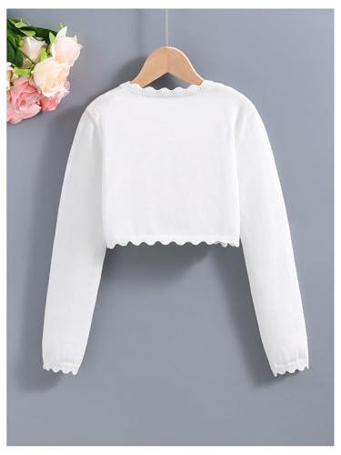 SOLY HUX Girl's Long Sleeve Cardigan Sweater Scallop Trim Open Front Button Knit Crop Tops2