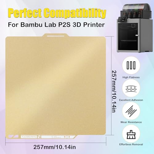 Nssnlur Textured P2S PEI Druckplatte für Bambulab, P2S PEI Build Plate Recognition mit QR Code für Bambu Lab P1S P2S P1P A1 256x256mm 3D Drucker Plattformen